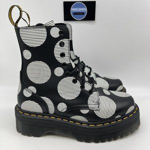 Dr. Martens Jadon Polka Dot Smooth Leather Platform Boot Black Women's 7